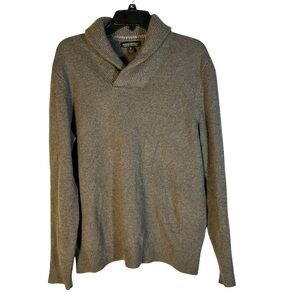 Banana Republic Sweater Size M Taupe Gray Extra Fine Merino Wool Shawl Collar